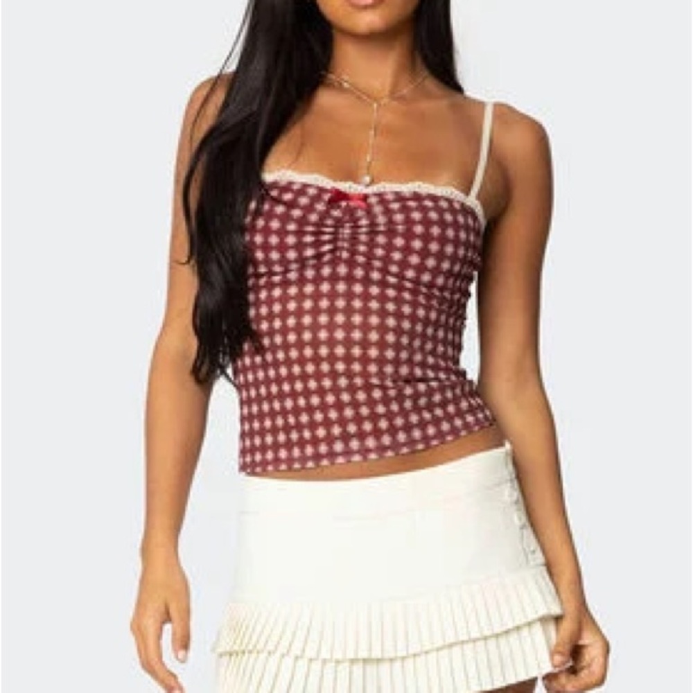 Stylish Burgundy Patterned Women's Top